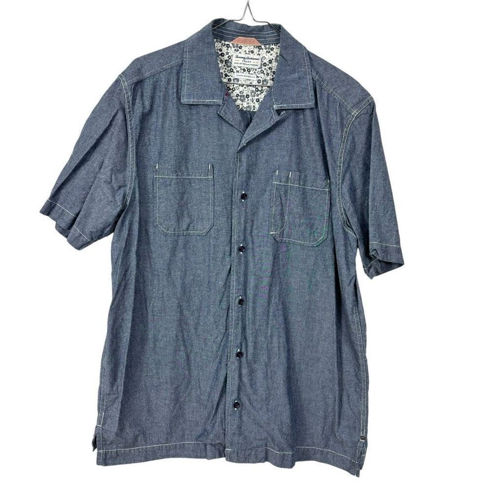 Tommy Bahama Cotton Island Modern Fit Mens Short Sleeve Button Up Size Large